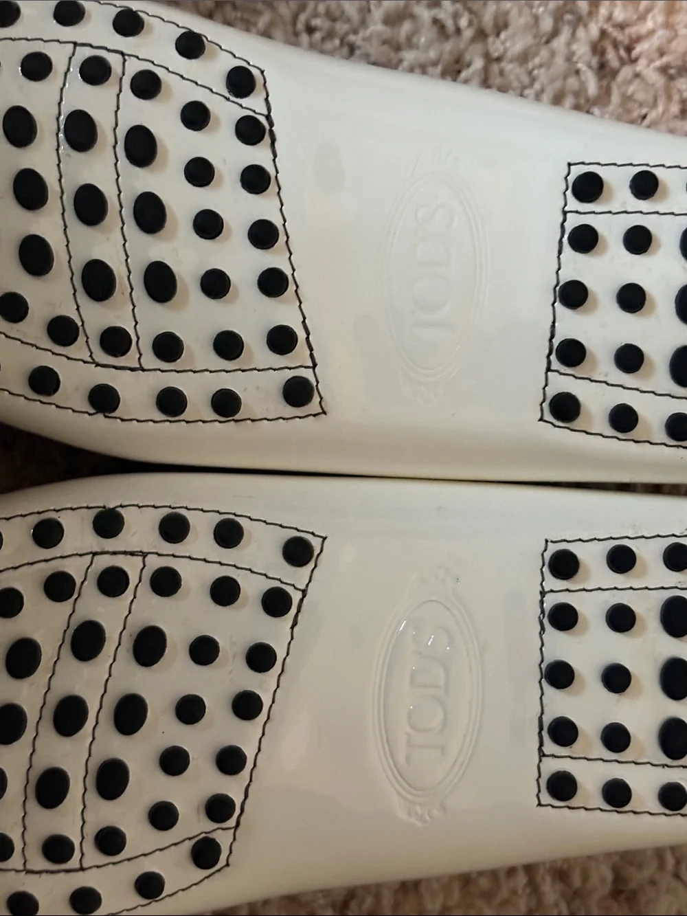Tod's White Parent Leather Horsebit Boat Loafers Kate Gommino Heritage Designer